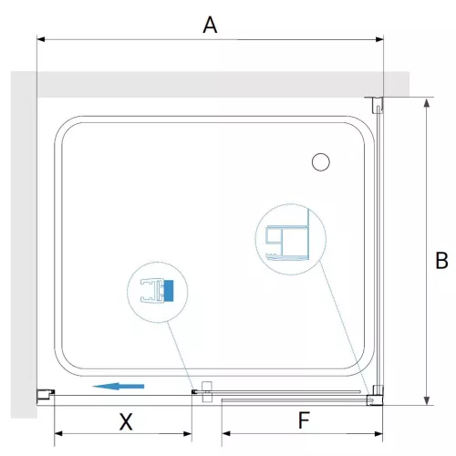 Душевой уголок RGW PA-76 (PA-016 + Z-050-2), Цвет стекла: прозрачное, Цвет профиля: Хром, Выбрать размер: 1200x800, изображение 3