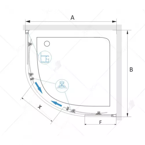 Душевой уголок RGW CL-54B, Цвет стекла: прозрачное, Цвет профиля: Черный, Выбрать размер: 800x800, изображение 3