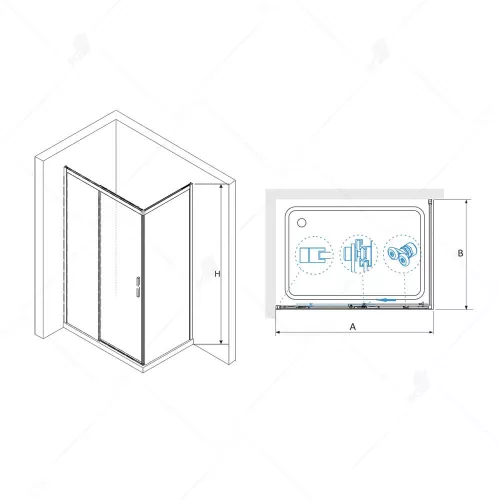 Душевой уголок RGW LE-41B (LE-12B + Z-050-2B), Цвет стекла: прозрачное, Цвет профиля: Черный, Выбрать размер: 2000x800, изображение 2
