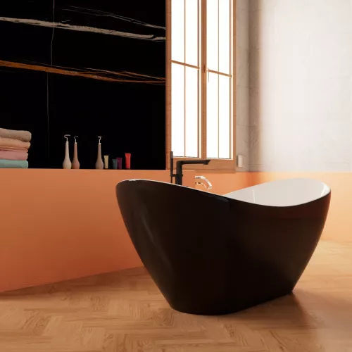 Ванна акриловая  Frank F6107 White/Black 170х75, Выбрать цвет: Белый / Черный, изображение 2