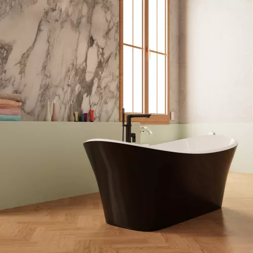 Ванна акриловая Frank F6104 White/Black  170х75, Выбрать цвет: Черный / Белый, изображение 3