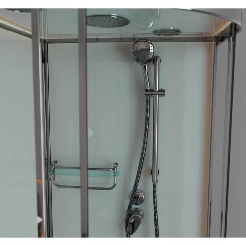 Душевая кабина Frank F409/1 М Brilliant матовое стекло, Цвет стекла: матовое, Цвет профиля: Хром, Тип поддона: Средний, Выбрать размер: 90х90, Внешний вид: с крышей, изображение 4