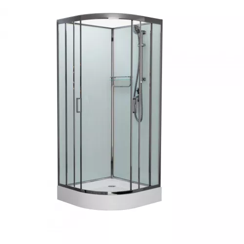 Душевая кабина Frank F409 М Brilliant матовое стекло, Цвет стекла: матовое, Цвет профиля: Хром, Тип поддона: Низкий, Выбрать размер: 90х90, Внешний вид: без крыши