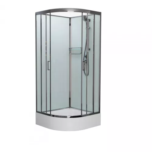 Душевая кабина Frank F400/1 М Brilliant  матовое стекло, Цвет стекла: матовое, Цвет профиля: Хром, Тип поддона: Средний, Выбрать размер: 100х100, Внешний вид: без крыши