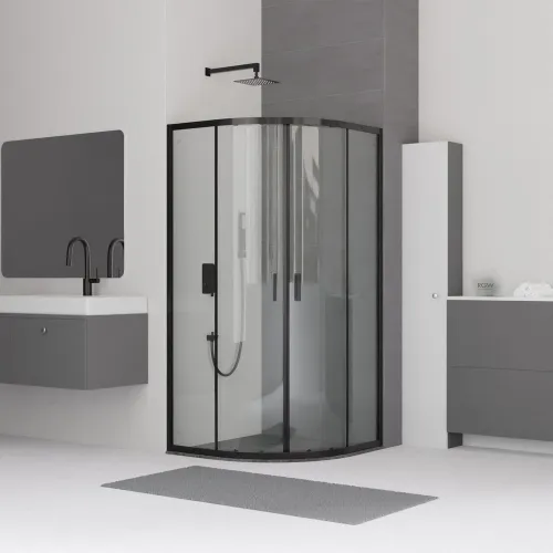 Душевой уголок RGW CL-54B, Цвет стекла: прозрачное, Цвет профиля (вариация): Черный, Выбрать размер: 900x900