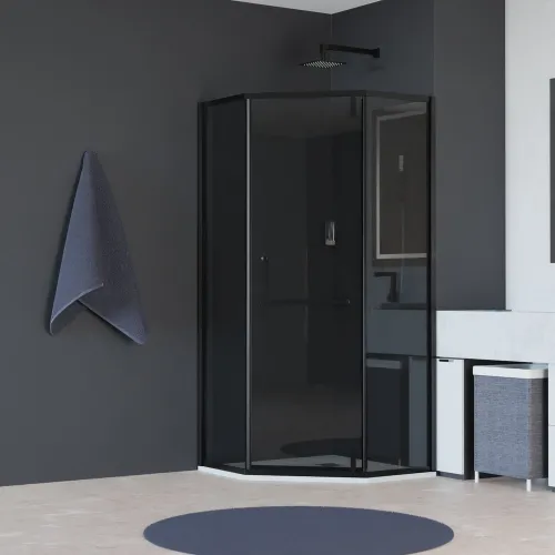 Душевой уголок RGW HO-084B, Цвет стекла: тонированное, Цвет профиля (вариация): Черный, Выбрать размер: 90х90