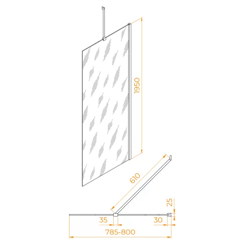 Боковая панель RGW Z-14, Цвет стекла: прозрачное, Цвет профиля: Хром, Выбрать размер: 80, изображение 3