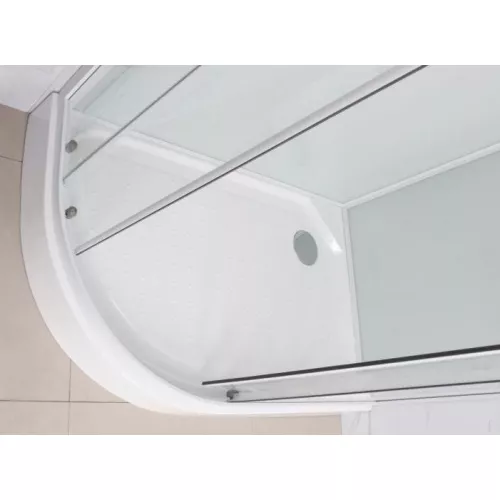 Душевая кабина Frank F41 М L/R  White матовое стекло, Цвет стекла: матовое, Цвет профиля: Белый, Тип поддона: Низкий, Выбрать размер: 110х80, Внешний вид: с крышей, Ориентация: левая, изображение 3