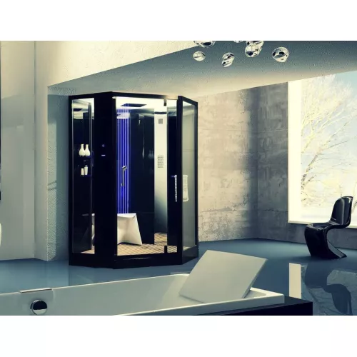 Душевая кабина с паром Orans SR-89106S black, Цвет стекла: прозрачное, Цвет профиля: Черный, Тип поддона: Низкий, Выбрать размер: 130x130, изображение 8