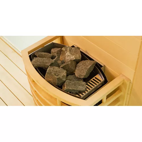 Финская сауна Frank 820 серия угловая, 2 полки, липа/кедр, Выбрать размер: 120х120, Дерево : Липа, изображение 3