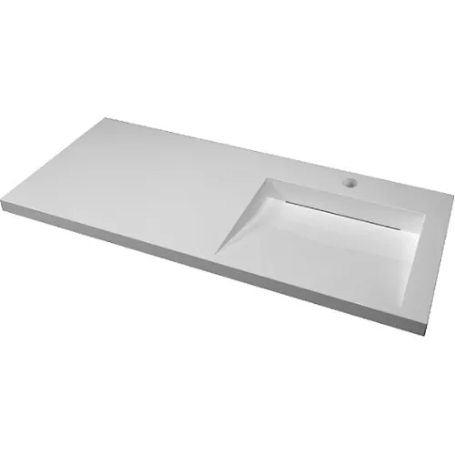 Тумба подвесная с раковиной  "Даллас ЛЕОН 120", Люкс белая, PLUS, Выбрать цвет: Белый, Внешний вид: 2 ящика, Ориентация: правая, изображение 6