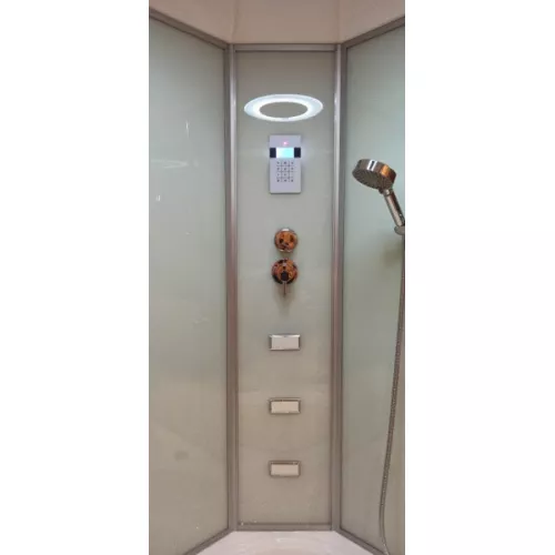 Душевой бокс Frank  угловой F651/F652 с баней/без бани, Цвет стекла: прозрачное, Цвет профиля: Хром, Тип поддона: Высокий, Выбрать размер: 130x130, Комплектация: без бани, изображение 5