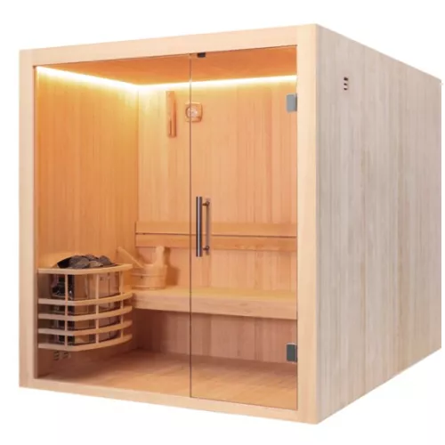 Финская сауна Frank 800 серия, 1 полка, липа/кедр, Выбрать размер: 120х120, Дерево : Липа, изображение 2