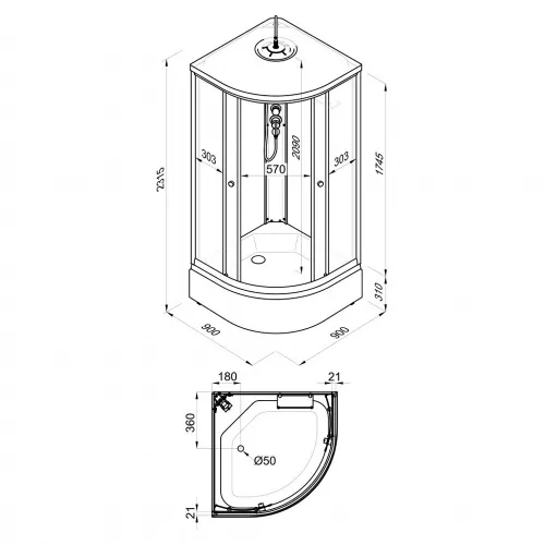 Душевая кабина Triton ГРЭЙ БЛЭК В средний поддон, Цвет стекла: тонированное, Цвет профиля: Белый, Тип поддона: Средний, Выбрать размер: 90х90, изображение 16