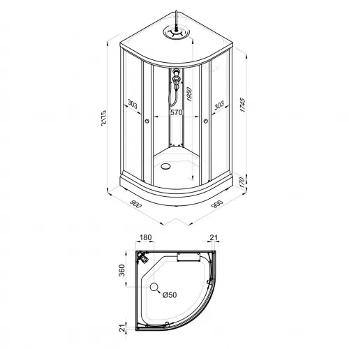 Душевая кабина Triton ГРЭЙ ВАЙТ А  низкий поддон, Цвет стекла: тонированное, Цвет профиля: Белый, Тип поддона: Низкий, Выбрать размер: 90х90, изображение 15