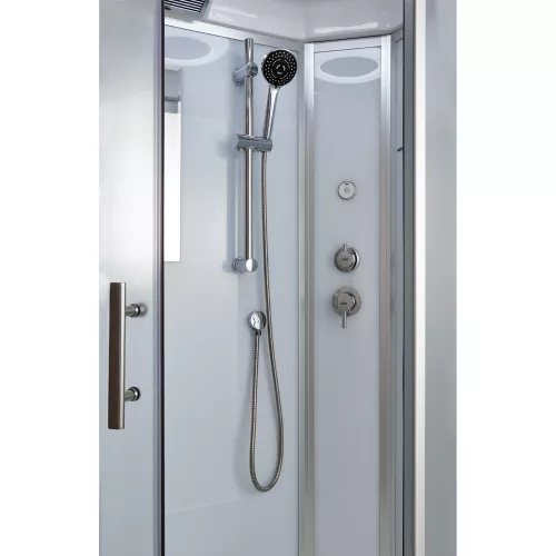 Душевая кабина четверть круга Timo Standart  T-6600/6680/6690 SF высокий поддон, Цвет стекла: матовое, Выбрать цвет: Хром, Выбрать размер: 80x80 , Комплектация: без гидромассажа, изображение 3