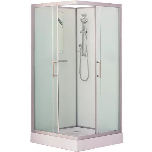 Душевая кабина квадратная с крышей EST-80CK/CKR/90CK/CKR/100CK/CKR, Цвет стекла: рифленое, Цвет профиля: Хром, Выбрать размер: 80x80, Внешний вид: без крыши