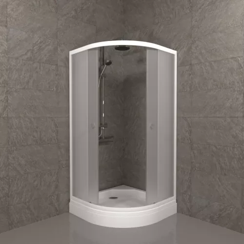 Душевое ограждение Triton ВЕЛЬВЕТ А низкий поддон, Цвет стекла: матовое, Цвет профиля: Белый, Тип поддона: Низкий, Выбрать размер: 80х80, изображение 2
