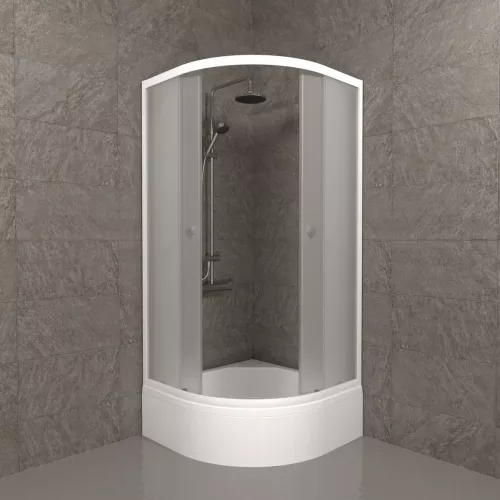 Душевое ограждение Triton ВЕЛЬВЕТ B средний поддон, Цвет стекла: матовое, Цвет профиля: Белый, Тип поддона: Средний, Выбрать размер: 90х90, изображение 3