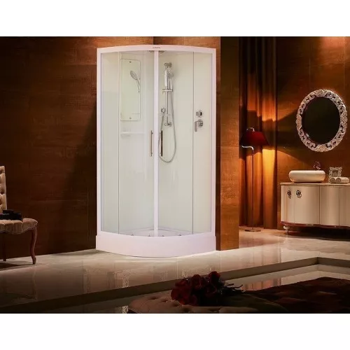 Душевая кабина Esbano ESW-90CR/100CR четверть круга с прозрач.стекло, белый профиль, Выбрать размер: 90х90, изображение 2