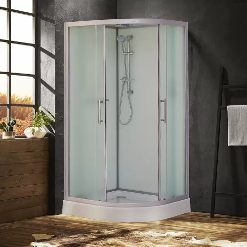 Душевая полукруглая кабина с крышей EST-80CR/EST-90CR/EST-100CR/EST-110CR, Цвет профиля: Хром, Выбрать размер: 90х90, изображение 2