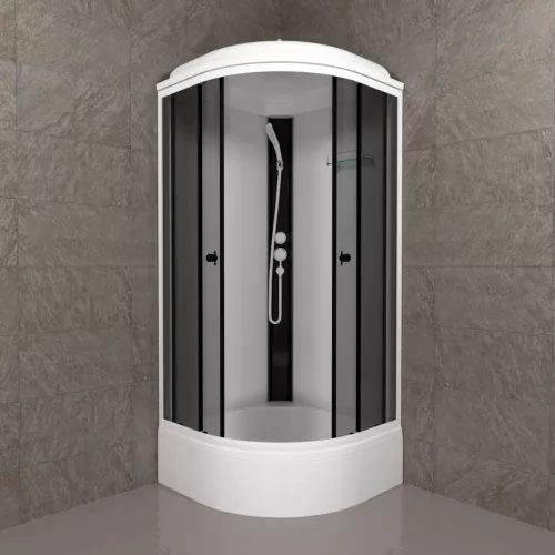 Душевая кабина Triton ГРЭЙ-ВАЙТ В средний поддон, Цвет стекла: тонированное, Цвет профиля: Белый, Тип поддона: Средний, Выбрать размер: 90х90, изображение 2