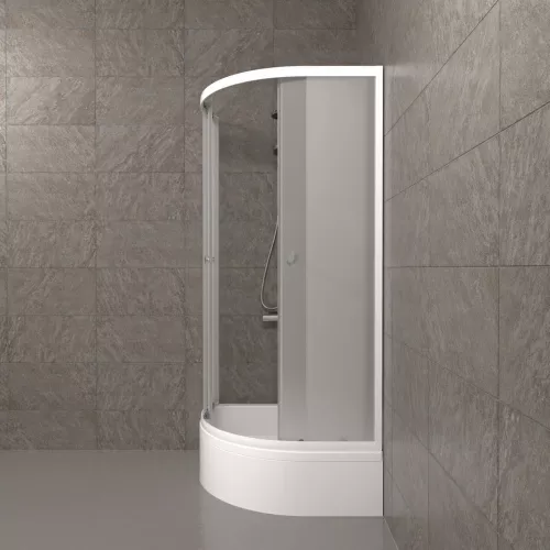 Душевое ограждение Triton ВЕЛЬВЕТ B средний поддон, Цвет стекла: матовое, Цвет профиля: Белый, Тип поддона: Средний, Выбрать размер: 90х90, изображение 4