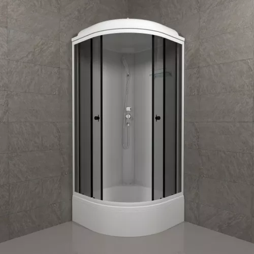 Душевая кабина Triton ГРЭЙ В средний поддон, Цвет стекла: тонированное, Цвет профиля: Белый, Тип поддона: Средний, Выбрать размер: 90х90, изображение 2