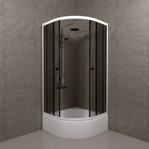 Душевое ограждение Triton ГРЭЙ B средний поддон, Цвет профиля: Белый, Тип поддона: Средний, Выбрать размер: 90х90, изображение 4