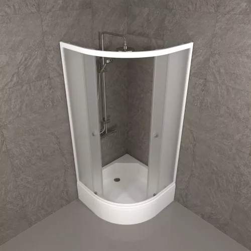 Душевое ограждение Triton ВЕЛЬВЕТ B средний поддон, Цвет стекла: матовое, Цвет профиля: Белый, Тип поддона: Средний, Выбрать размер: 90х90, изображение 5