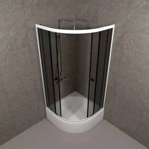 Душевое ограждение Triton ГРЭЙ B средний поддон, Цвет профиля: Белый, Тип поддона: Средний, Выбрать размер: 90х90, изображение 6