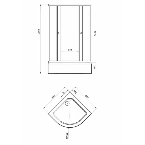 Душевое ограждение Triton ВЕЛЬВЕТ B средний поддон, Цвет стекла: матовое, Цвет профиля: Белый, Тип поддона: Средний, Выбрать размер: 90х90, изображение 7