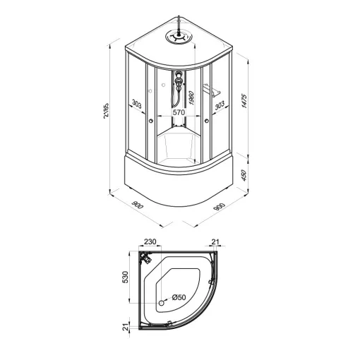 Душевая кабина  Triton ВЕЛЬВЕТ Б высокий поддон, Цвет профиля: Белый, Тип поддона: Высокий, Выбрать размер: 90х90, изображение 13