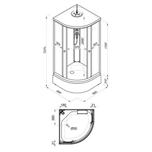 Душевая кабина Triton ГРЭЙ В средний поддон, Цвет стекла: тонированное, Цвет профиля: Белый, Тип поддона: Средний, Выбрать размер: 90х90, изображение 14
