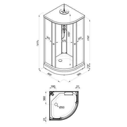 Душевая кабина Triton ГРЭЙ А ПД31 низкий поддон, Цвет стекла: тонированное, Цвет профиля: Белый, Тип поддона: Низкий, Выбрать размер: 90х90, изображение 14