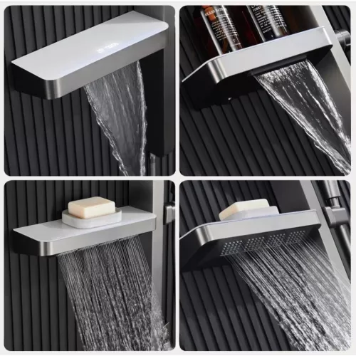 Душевая стойка ACWEN BN 28D графит, Выбрать цвет: Графит, изображение 6