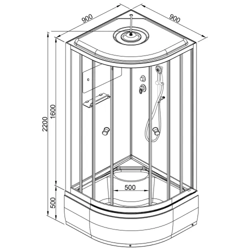 Душевая кабина AvaCan B10/B90  BLACK, матовое/хром , высокий поддон, Выбрать размер: 100х100, Внешний вид: без гидромассажа, Наличие крыши: нет, изображение 18
