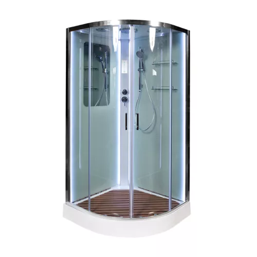 Душевая кабина AvaCan A01/A09 прозрачное/хром, низкий поддон, Цвет стекла: прозрачное, Цвет профиля: Хром, Тип поддона: Низкий, Выбрать размер: 100х100, Внешний вид: С LED освещением, Наличие крыши: есть, изображение 3