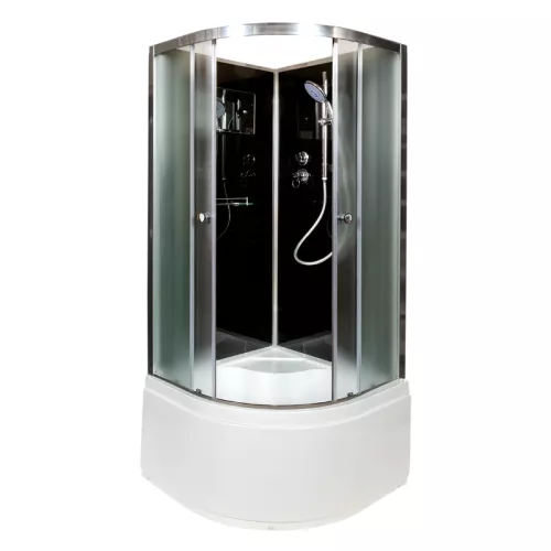 Душевая кабина AvaCan B10/B90  BLACK, матовое/хром , высокий поддон, Выбрать размер: 100х100, Внешний вид: без гидромассажа, Наличие крыши: нет, изображение 2