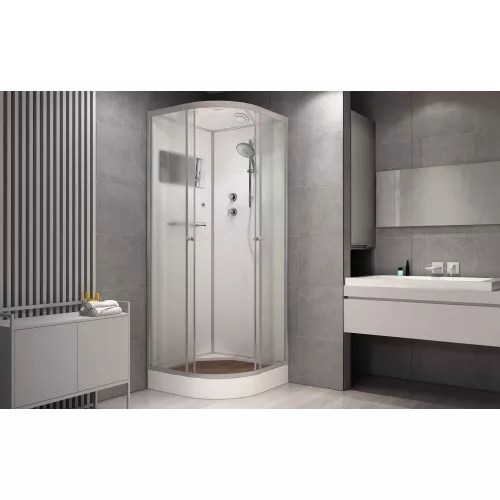 Душевая кабина AvaCan D09 матовое/хром , низкий поддон, Цвет стекла: матовое, Цвет профиля: Хром, Тип поддона: Низкий, Выбрать размер: 90х90, Внешний вид: без гидромассажа, Наличие крыши: есть, изображение 3