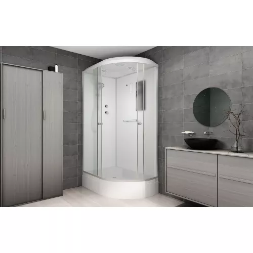 Душевая кабина AvaCan D272 L/R  матовое/хром, средний поддон, Цвет стекла: матовое, Цвет профиля: Хром, Тип поддона: Средний, Выбрать размер: 120х80, Внешний вид: без гидромассажа, Наличие крыши: есть, Ориентация: левая, изображение 3