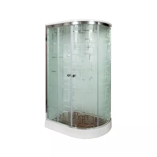 Душевая кабина AvaCan EM 1511/1512 R/L  с рисунком/хром , низкий поддон, Цвет стекла: с рисунком, Цвет профиля: Хром, Тип поддона: Низкий, Выбрать размер: 110х80, Внешний вид: без гидромассажа, Наличие крыши: есть, Ориентация: левая, изображение 2