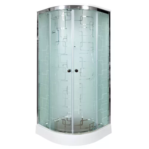 Душевая кабина AvaCan EM 1580/1590 с рисунком/хром , низкий поддон, Цвет стекла: с рисунком, Цвет профиля: Хром, Тип поддона: Низкий, Выбрать размер: 80х80, Внешний вид: без гидромассажа, Наличие крыши: есть, изображение 2