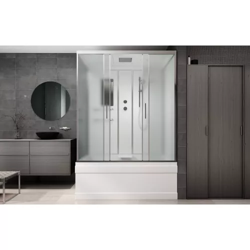 Душевая кабина AvaCan EM 4515/4516/4517 матовое/хром/высокий, Цвет стекла: матовое, Цвет профиля: Хром, Тип поддона: Высокий, Выбрать размер: 150х85, Внешний вид: без гидромассажа, Наличие крыши: есть, изображение 4