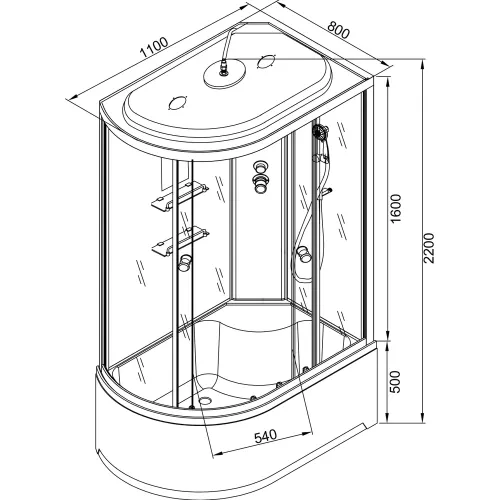 Душевая кабина AvaCan EM 4511R с рисунком/хром, высокий поддон, Цвет стекла: с рисунком, Цвет профиля: Хром, Тип поддона: Высокий, Выбрать размер: 110х80, Внешний вид: без гидромассажа, Наличие крыши: есть, Ориентация: правая, изображение 17