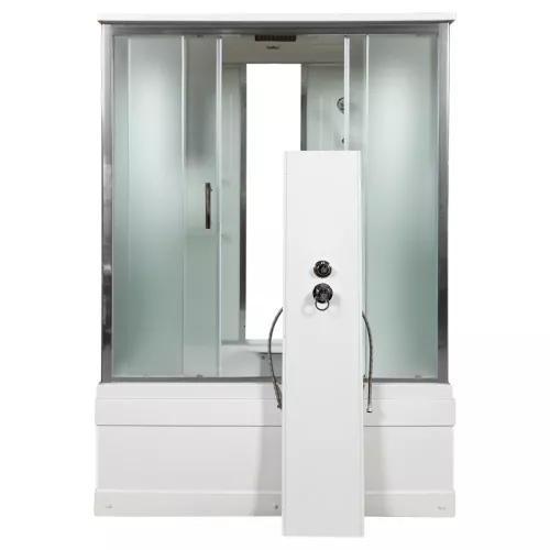 Душевая кабина AvaCan EM 4515/4516/4517 матовое/хром/высокий, Цвет стекла: матовое, Цвет профиля: Хром, Тип поддона: Высокий, Выбрать размер: 150х85, Внешний вид: без гидромассажа, Наличие крыши: есть, изображение 3