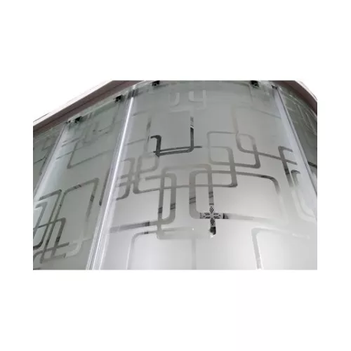 Душевая кабина AvaCan EM1511/1512 L/R  с рисунком/хром/низкий, Цвет стекла: с рисунком, Цвет профиля: Хром, Тип поддона: Низкий, Выбрать размер: 110х80, Внешний вид: С LED освещением, Наличие крыши: есть, Ориентация: левая, изображение 5