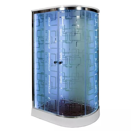 Душевая кабина AvaCan EM1511/1512 L/R  с рисунком/хром/низкий, Цвет стекла: с рисунком, Цвет профиля: Хром, Тип поддона: Низкий, Выбрать размер: 110х80, Внешний вид: С LED освещением, Наличие крыши: есть, Ориентация: левая, изображение 2