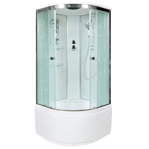 Душевая кабина AvaCan EM 4580/4590  с рисунком/хром , высокий поддон, Цвет стекла: с рисунком, Цвет профиля: Хром, Тип поддона: Высокий, Выбрать размер: 80х80, Внешний вид: без гидромассажа, Наличие крыши: есть, изображение 2