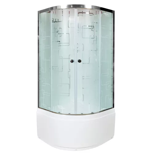 Душевая кабина AvaCan EM 4580/4590  с рисунком/хром , высокий поддон, Цвет стекла: с рисунком, Цвет профиля: Хром, Тип поддона: Высокий, Выбрать размер: 80х80, Внешний вид: без гидромассажа, Наличие крыши: есть, изображение 3